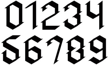 Dekoratif sayılar beyaz arkaplanda izole edildi. Vektör numaraları.