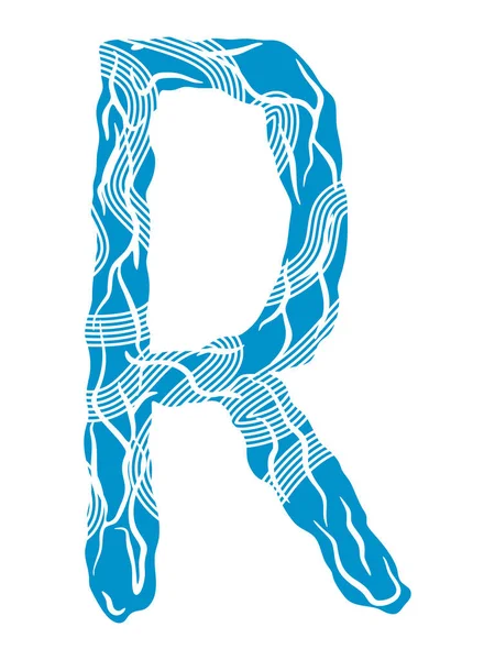 白色背景上孤立的蓝色装饰字体 大写字母矢量字母 — 图库矢量图片