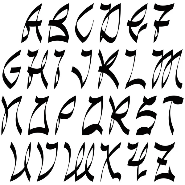 Zwart Decoratief Lettertype Geïsoleerd Witte Achtergrond Vector Art Alfabet — Stockvector