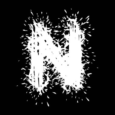 Metal müzik yazı tipi. Siyah arkaplanda kıymıklar olan beyaz harf..