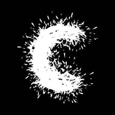 Metal müzik yazı tipi. Siyah arkaplanda kıymıklar olan beyaz harf..