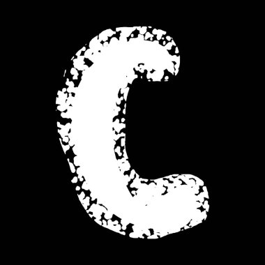 Grunge vektör yazı tipi. Siyah arkaplan lekeli beyaz harf..