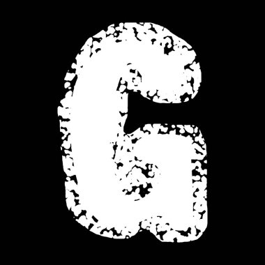 Grunge vektör yazı tipi. Siyah arkaplan lekeli beyaz harf..