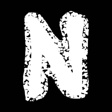 Grunge vektör yazı tipi. Siyah arkaplan lekeli beyaz harf..