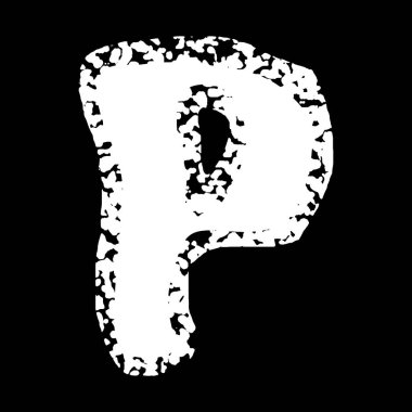 Grunge vektör yazı tipi. Siyah arkaplan lekeli beyaz harf..