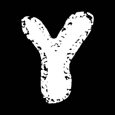 Grunge vektör yazı tipi. Siyah arkaplan lekeli beyaz harf..