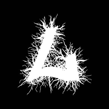 Metal müzik grubunun yazı tipi. Siyah arkaplanda beyaz harf..