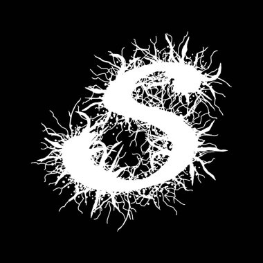 Metal müzik grubunun yazı tipi. Siyah arkaplanda beyaz harf..