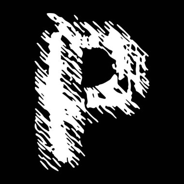 Grunge vektör yazı tipi. Siyah arkaplan üzerinde soyulmuş etkisi olan beyaz harf..