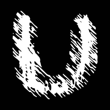 Grunge vektör yazı tipi. Siyah arkaplan üzerinde soyulmuş etkisi olan beyaz harf..