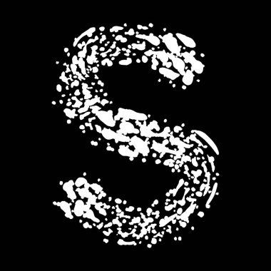 Beyaz boya lekelerinden yapılmış büyük harf. Vektör grunge yazı tipi..