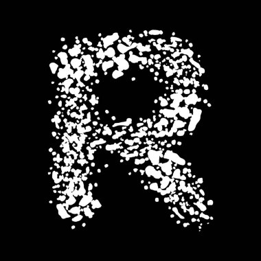 Beyaz boya lekelerinden yapılmış büyük harf. Vektör grunge yazı tipi..