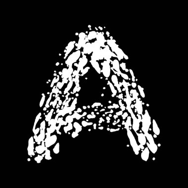 Beyaz boya lekelerinden yapılmış büyük harf. Vektör grunge yazı tipi..
