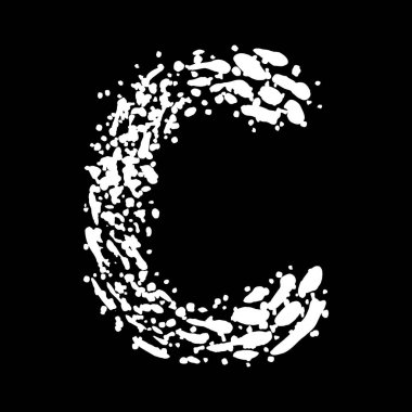 Beyaz boya lekelerinden yapılmış büyük harf. Vektör grunge yazı tipi..