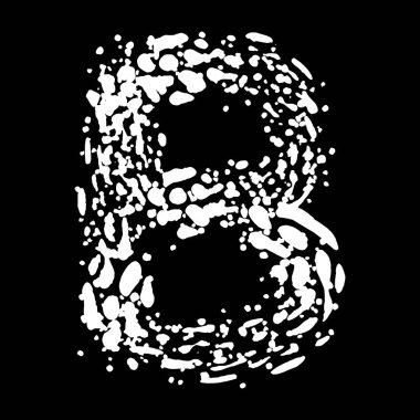 Beyaz boya lekelerinden yapılmış büyük harf. Vektör grunge yazı tipi..