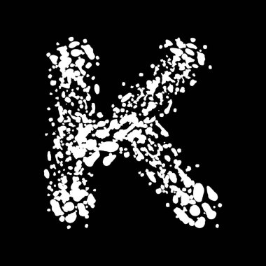 Beyaz boya lekelerinden yapılmış büyük harf. Vektör grunge yazı tipi..