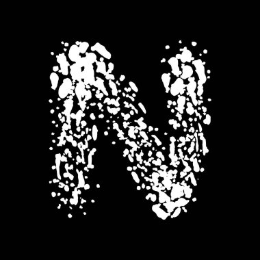 Beyaz boya lekelerinden yapılmış büyük harf. Vektör grunge yazı tipi..