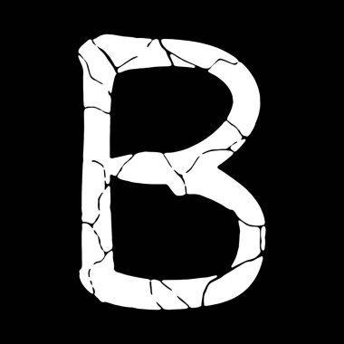 Sıkıntılı ve kırık grunge yazı tipi. Siyah arkaplanda beyaz büyük harf..