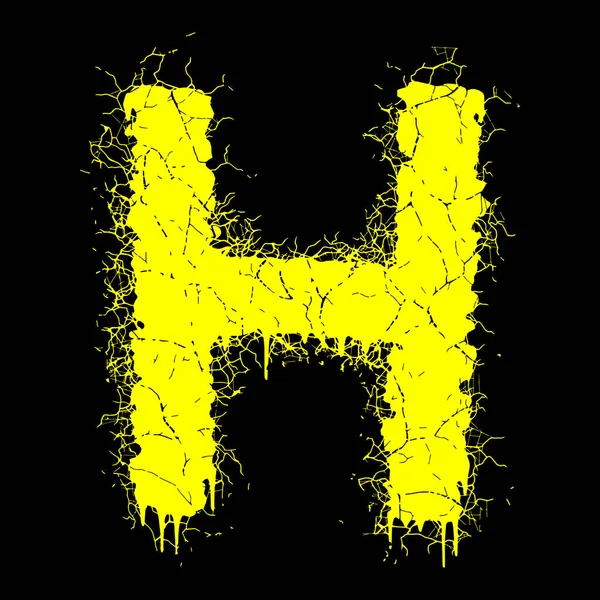Grunge Vector Font Yellow Letra Con Grietas Harapos Sobre Fondo — Archivo Imágenes Vectoriales