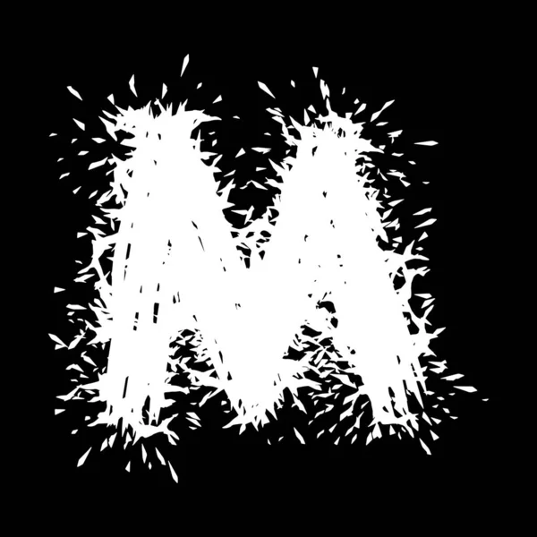 Fonte Música Metal White Letter Splinters Black Background — Vetor de Stock