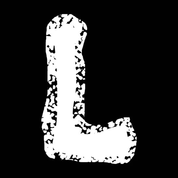 Grunge Vector Font White Letter Met Vlekken Zwarte Achtergrond — Stockvector