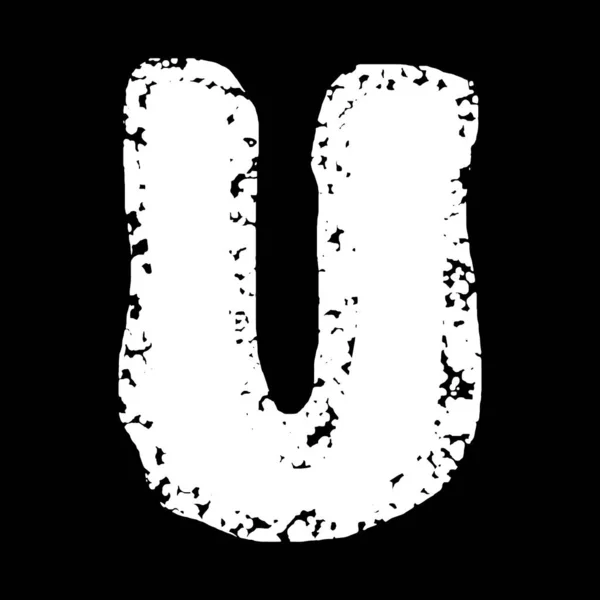 Grunge Vector Font White Letter Met Vlekken Zwarte Achtergrond — Stockvector