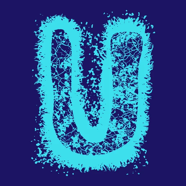 Grunge Vector Font Blue Letter Met Scheuren Vlekken Donkere Achtergrond — Stockvector