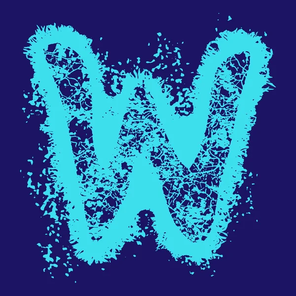 Grunge Police Vectorielle Lettre Bleue Avec Des Fissures Des Taches — Image vectorielle