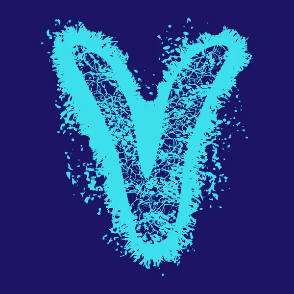 Grunge Vector Font Blue Letter Cracks Stains Dark Background — Stock Vector
