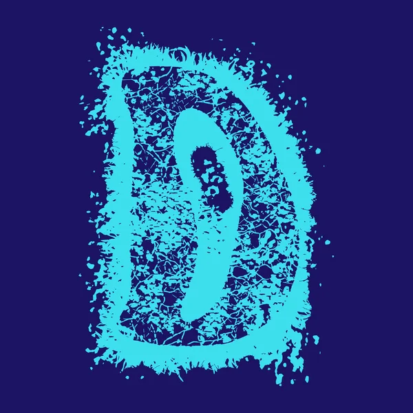 Гранд Векторний Шрифт Синя Літера Тріщинами Плямами Темному Фоні — стоковий вектор