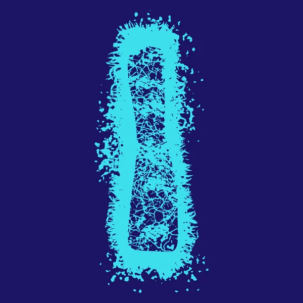 Grunge Vector Font Blue Letter Met Scheuren Vlekken Donkere Achtergrond — Stockvector