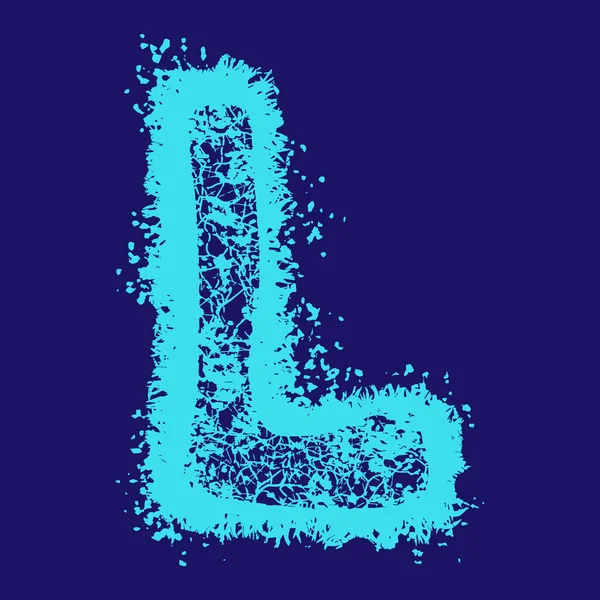 Grunge Vector Font Blue Letter Met Scheuren Vlekken Donkere Achtergrond — Stockvector