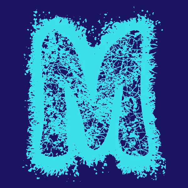 Grunge Police Vectorielle Lettre Bleue Avec Des Fissures Des Taches — Image vectorielle