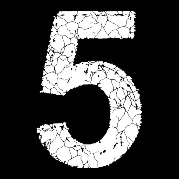 Στρεσαρισμένη Και Ραγισμένη Γραμματοσειρά Grunge Λευκός Αριθμός Μαύρο Φόντο — Διανυσματικό Αρχείο