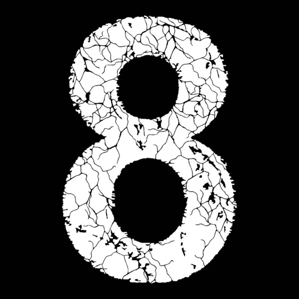 Στρεσαρισμένη Και Ραγισμένη Γραμματοσειρά Grunge Λευκός Αριθμός Μαύρο Φόντο — Διανυσματικό Αρχείο