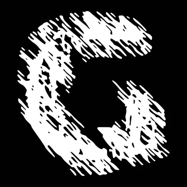 Grunge Vector Font White Letter Stripped Effect Black Background - Stok Vektor