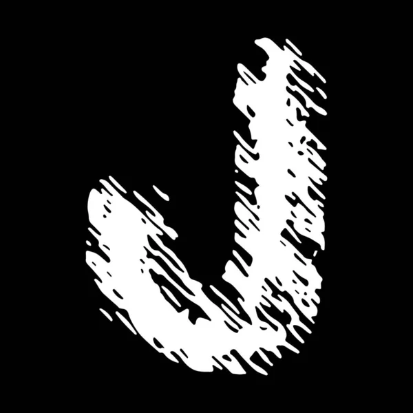 Grunge Vector Font Witte Letter Met Gestript Effect Zwarte Achtergrond — Stockvector