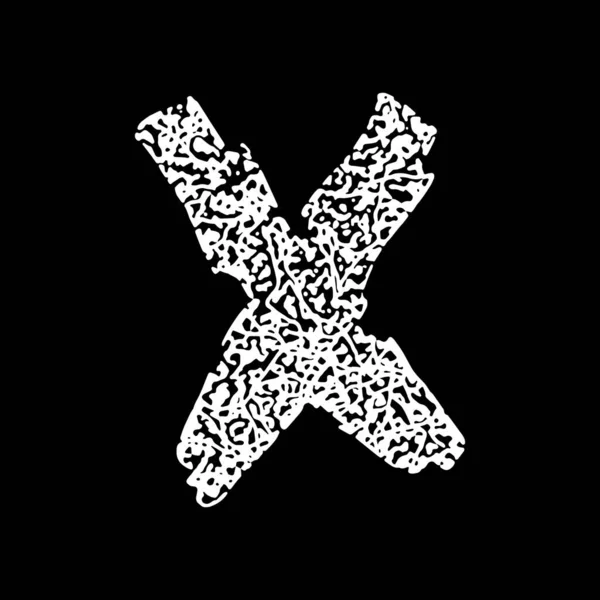 Grunge Lettertype Met Grove Oppervlak Witte Hoofdletter Zwarte Achtergrond — Stockvector