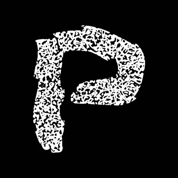 Grunge Lettertype Met Grove Oppervlak Witte Hoofdletter Zwarte Achtergrond — Stockvector