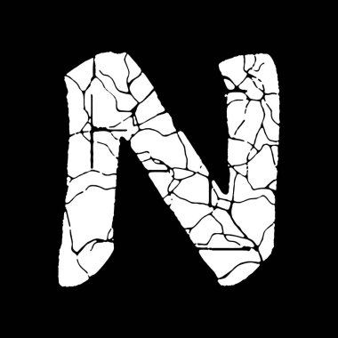 Sıkıntılı ve kırık grunge yazı tipi. Siyah arkaplanda beyaz büyük harf..