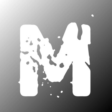 Sıkıntılı ve kırık grunge yazı tipi. Gradyan arkaplanda beyaz büyük harf.