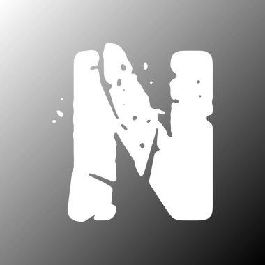 Sıkıntılı ve kırık grunge yazı tipi. Gradyan arkaplanda beyaz büyük harf.