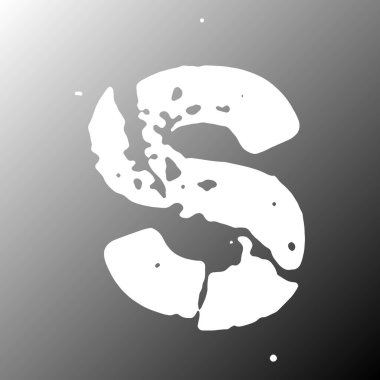 Sıkıntılı ve kırık grunge yazı tipi. Gradyan arkaplanda beyaz büyük harf.