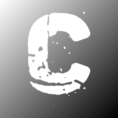 Sıkıntılı ve kırık grunge yazı tipi. Gradyan arkaplanda beyaz büyük harf.