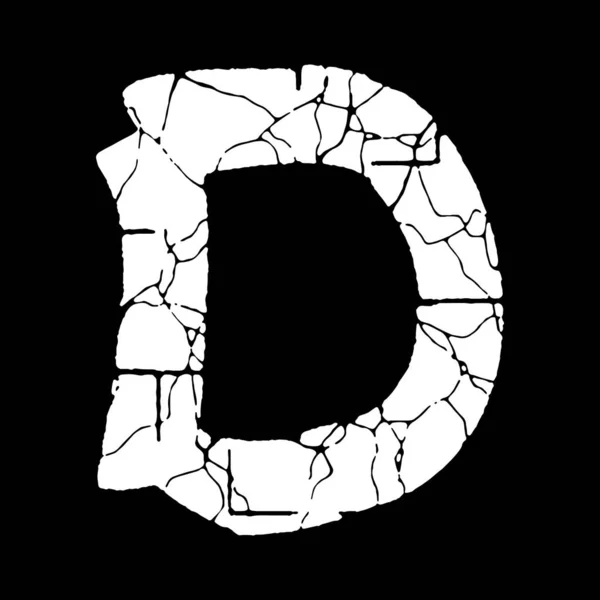 Distressed Und Broken Grunge Font Cracked Weißen Großbuchstaben Auf Schwarzem — Stockvektor