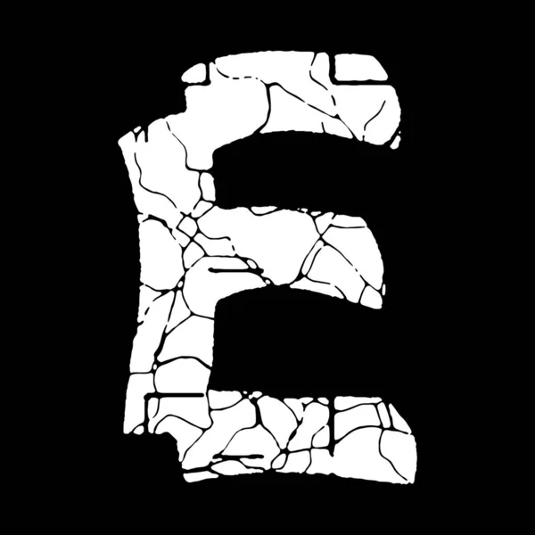 Distressed Und Broken Grunge Font Cracked Weißen Großbuchstaben Auf Schwarzem — Stockvektor