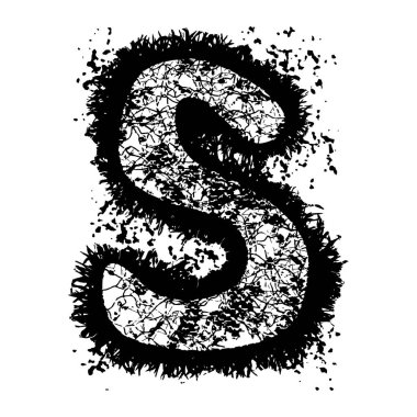 Sıkıntılı grunge yazı tipi. Beyaz arkaplanda siyah vektör harfi izole edildi.