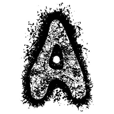 Sıkıntılı grunge yazı tipi. Beyaz arkaplanda siyah vektör harfi izole edildi.