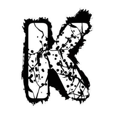 Sıkıntılı grunge yazı tipi. Beyaz arkaplanda siyah vektör harfi izole edildi.