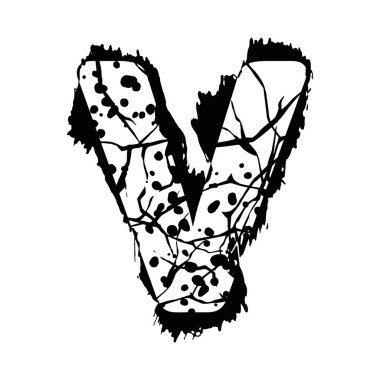 Sıkıntılı grunge yazı tipi. Beyaz arkaplanda siyah vektör harfi izole edildi.